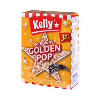 Kelly Golden Pop Mikrowellen-Popcorn Buttergeschmack, glutenfrei, 3er Packung, 270 Gramm